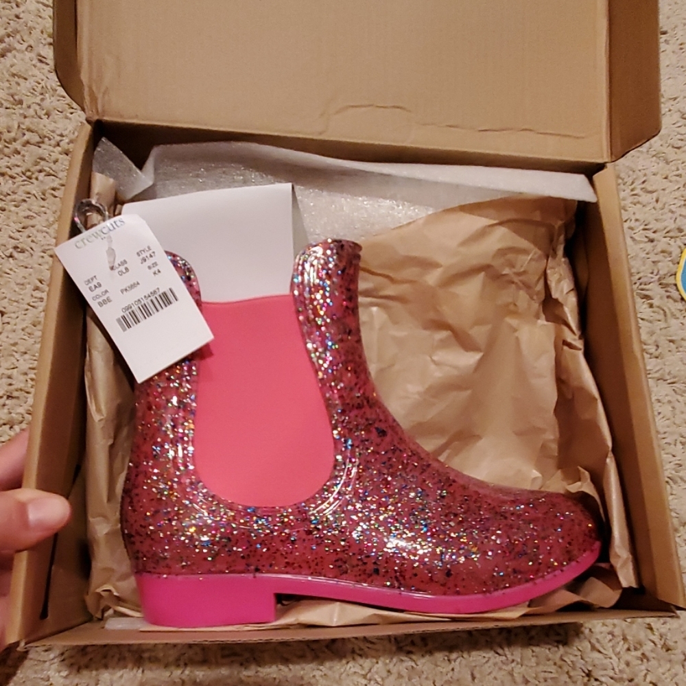 NWT Glitter Pink Girls Rain Boots